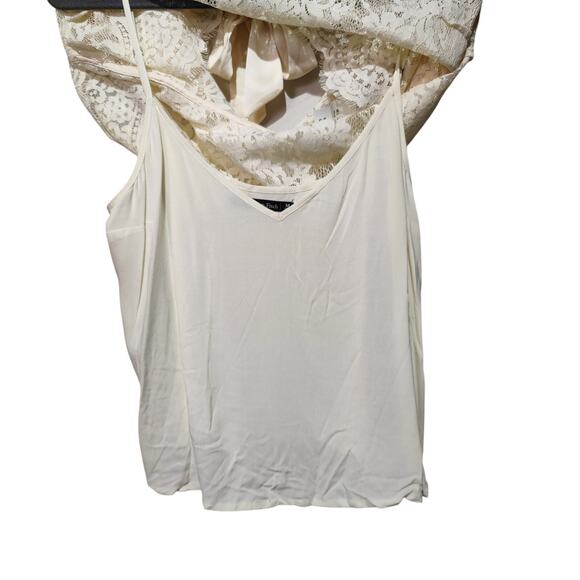 NWT Abercrombie & Fitch Women's Sz M Cream Lace Top Keyhole Tie Back - Picture 7 of 8